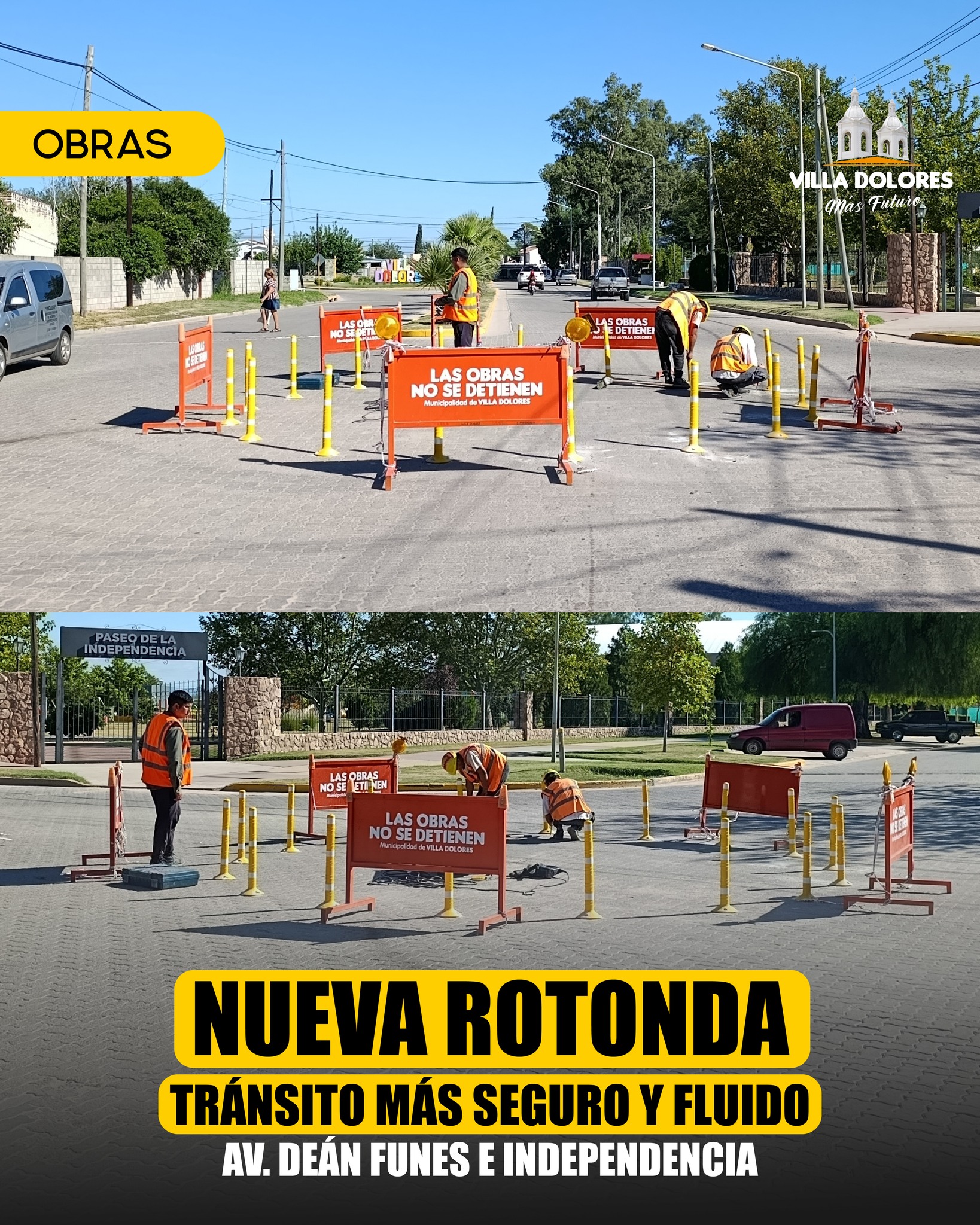 Villa Dolores: Inician las obras de una nueva rotonda en el cruce de Av. San Martín y España