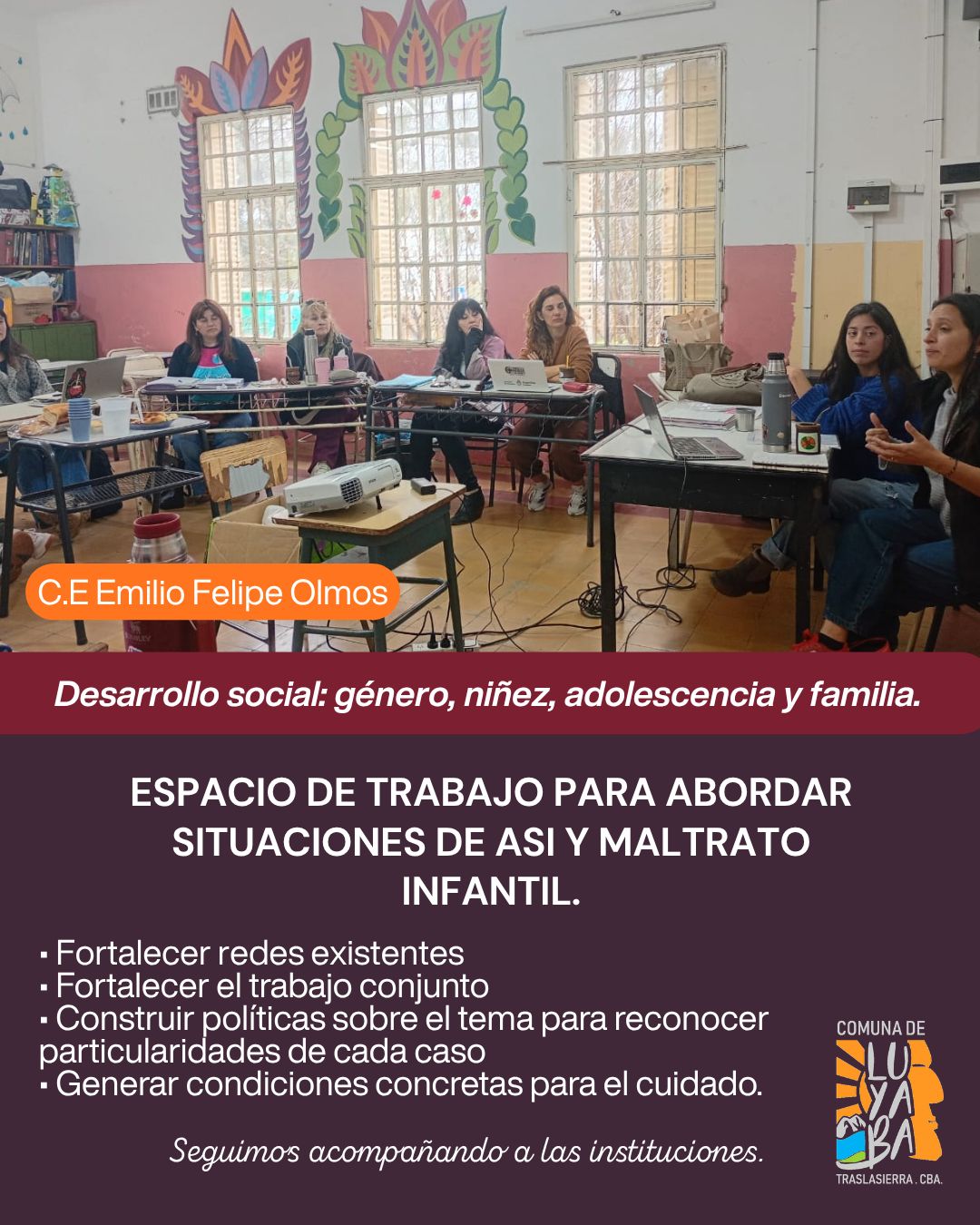 Luyaba cuenta con un espacio de trabajo para abordar situaciones de maltrato infantil 